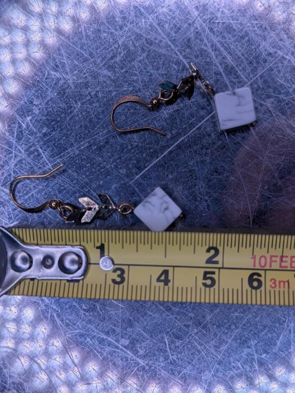 Marble Square Drop Earrings - Picture 6 of 6
